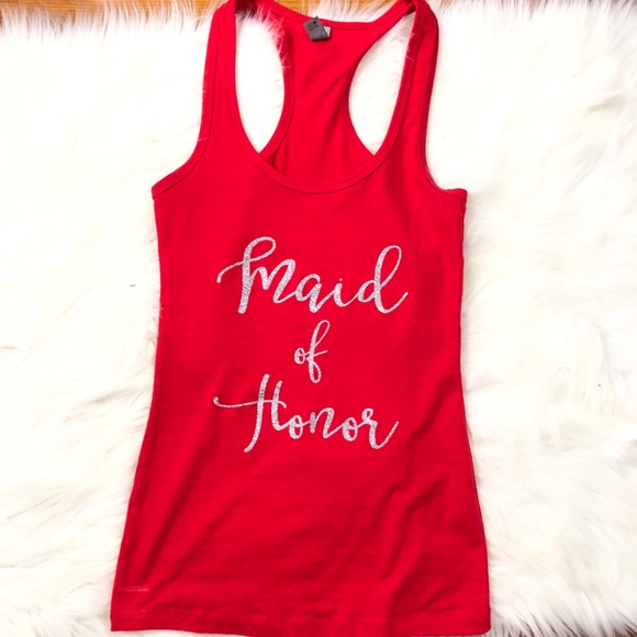 🌞Next Level Women's Maid of Honor Red Tank Top XS - Picture 3 of 6